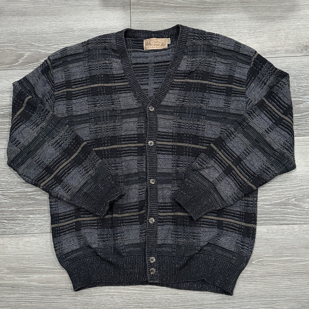 Vintage 80s/90s Standards‎ 100% Virgin Wool Textured Grandpa Cardigan Mens L USA